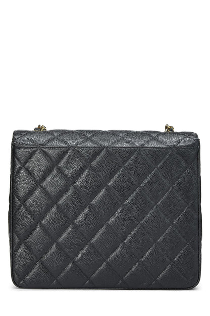 Chanel,  Black Caviar Big CC Square Flap Large, Black