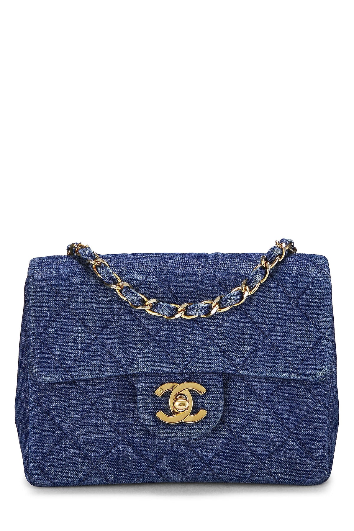 Chanel,  Blue Denim Half Flap Mini, Blue