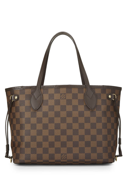 Louis Vuitton,  Damier Ebene Neverfull PM, Brown