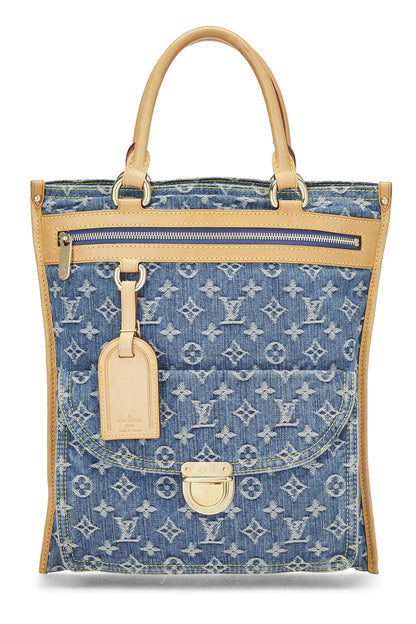 Louis Vuitton,  Blue Monogram Denim Flat Shopper, Blue