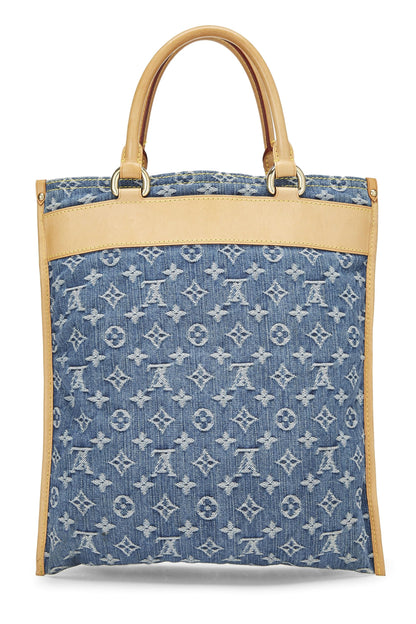Louis Vuitton,  Blue Monogram Denim Flat Shopper, Blue