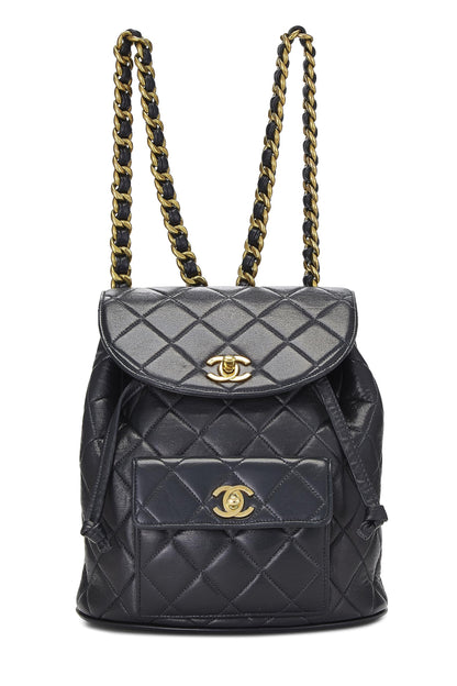 Chanel,  Black Quilted Lambskin 'CC' Classic Backpack Small, Black