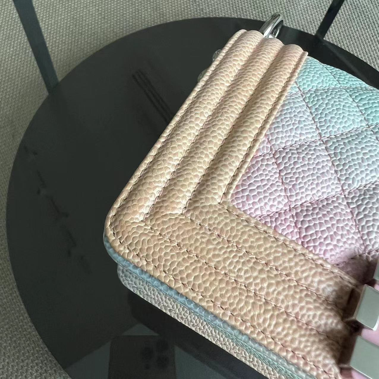 *Un* Caviar Boy Rainbow Small Quilted Grained Calfskin Multicolor Silver Hardware Series 25