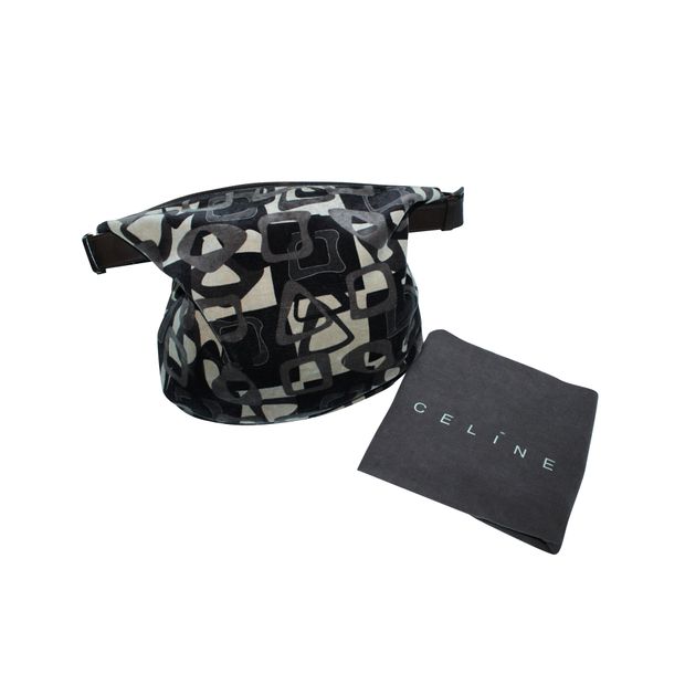 Celine Brown Print Velvet Shoulder Bag