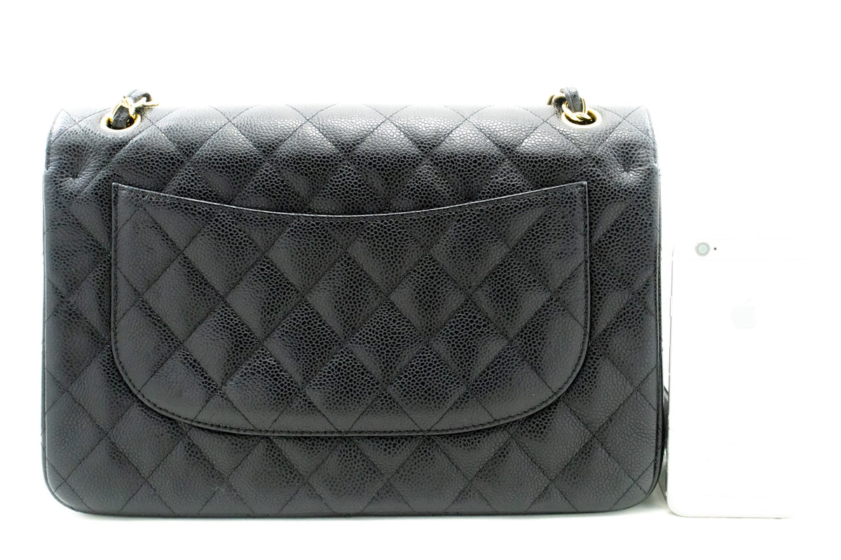 Chanel Classic Large " Grained Calfskin Chain Shoulder Bag Black