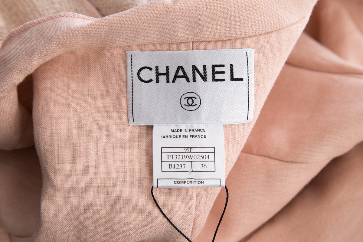 Chanel 1999 Pink Woven Linen Jacket SZ 36