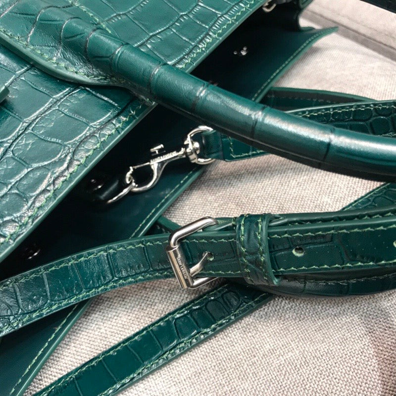 Yves Saint Laurent Sac De Jour Small In Embossed Crocodile Green