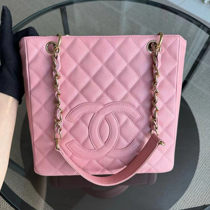 Chanel PST Petite Shopping Tote - Caviar Pink Quilted Gold Hardware Series 8