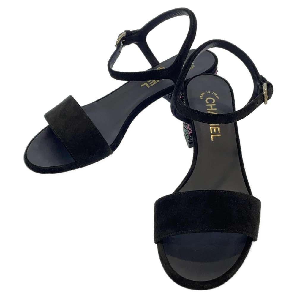 Chanel Strap Sandals Black G45366 suede Size 37