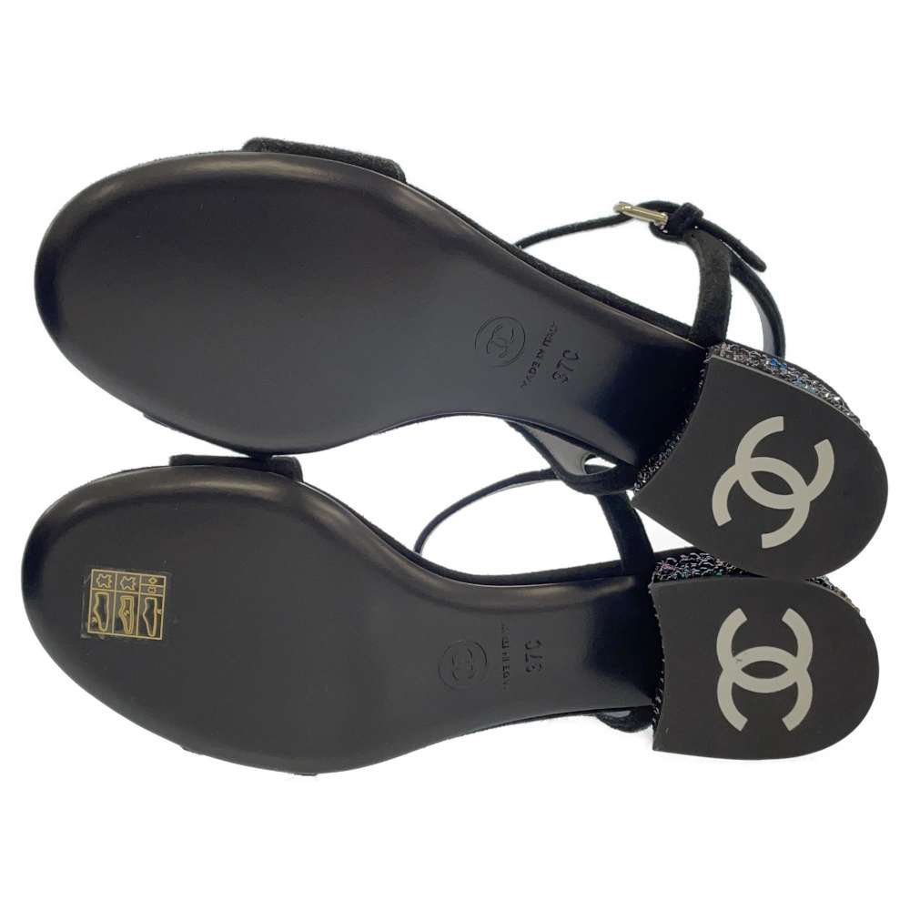 Chanel Strap Sandals Black G45366 suede Size 37