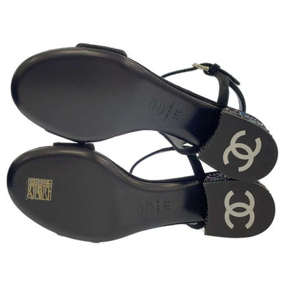 Chanel Strap Sandals Black G45366 suede Size 37