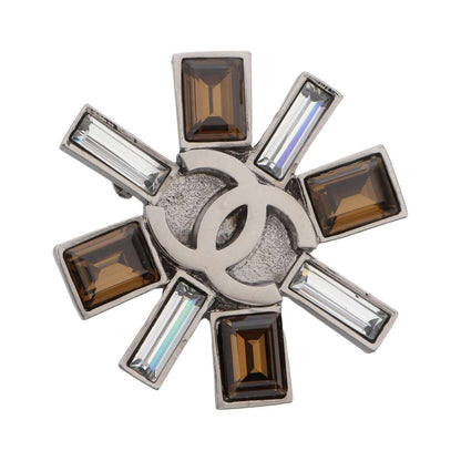 CHANEL CC Logo Brooch Silver Metal