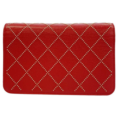 Chanel Studded Chain Wallet Red AP0023 Leather