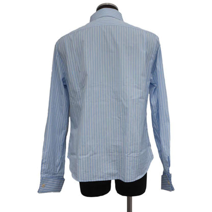 GUCCI Double G Embroidery Striped Shirt Size 41 Blue 680788 Cotton100%