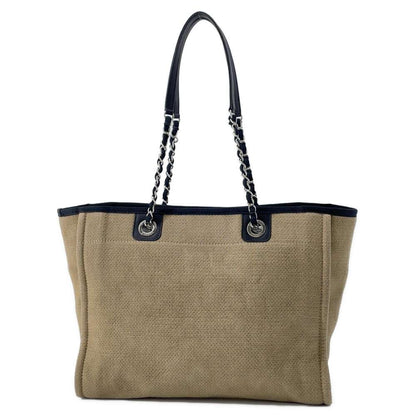 CHANEL Deauville ChainTote Bag Size MM Beige/Black A67001 Canvas