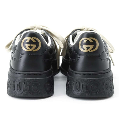 GUCCI GG emboss Sneakers Black 669582 Leather PVC Size 6