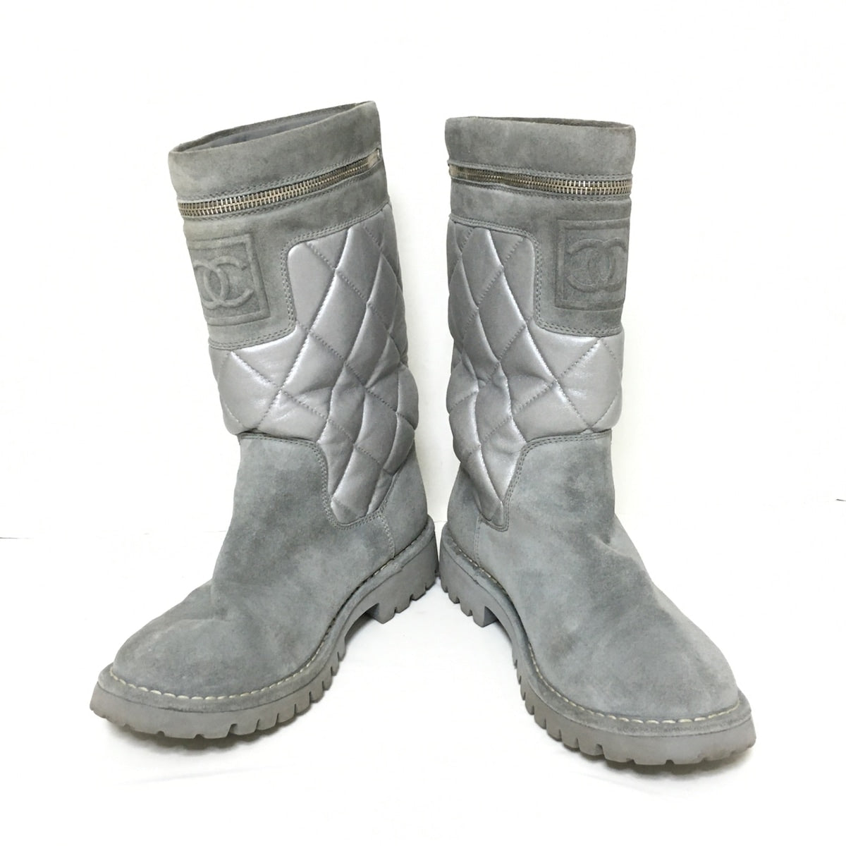Chanel Grey Boots, 37.5