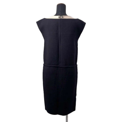 CHANEL Sleeveless dress Size 34 White/Black P44316 Wool 99% Polyurethane1%