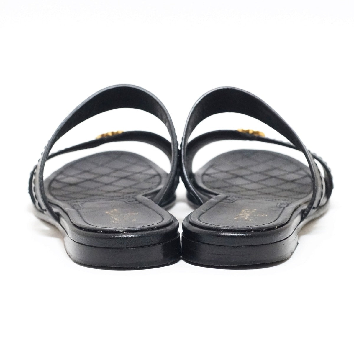 Chanel CC Black Sandals, 37.5