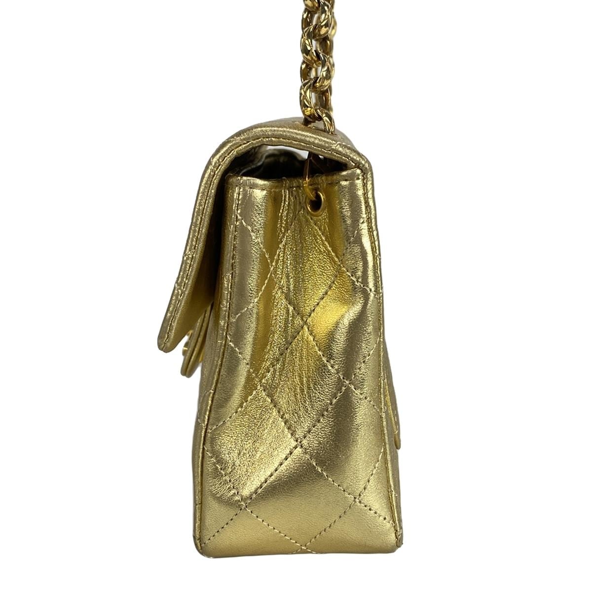 Chanel Mini Gold Metallic Timeless Square Bag