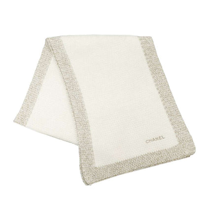 Chanel Scarf White/Beige Angora 80% Wool 10% Cashmere5% Metal Fiber5%