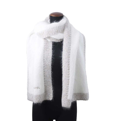 Chanel Scarf White/Beige Angora 80% Wool 10% Cashmere5% Metal Fiber5%