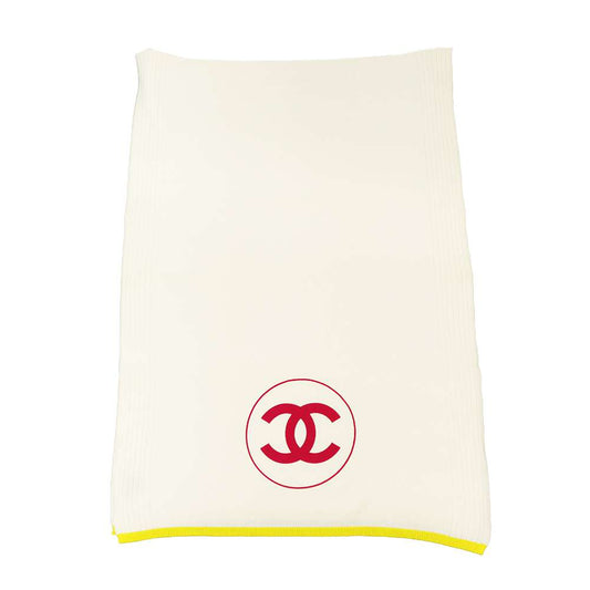 CHANEL CC Logo Stole Ivory/Yellow/Pink Cashmere100%