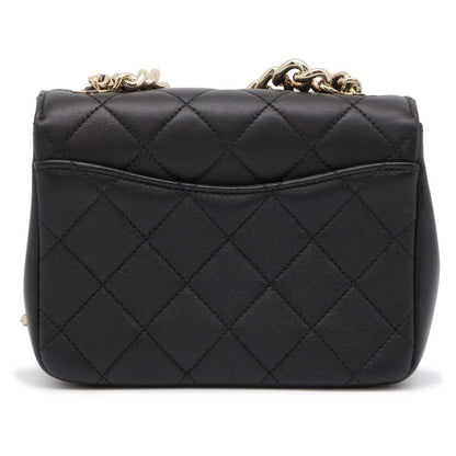 CHANEL Matelasse ChainShoulder Studded CC Logo Black AS1514 Lambskin