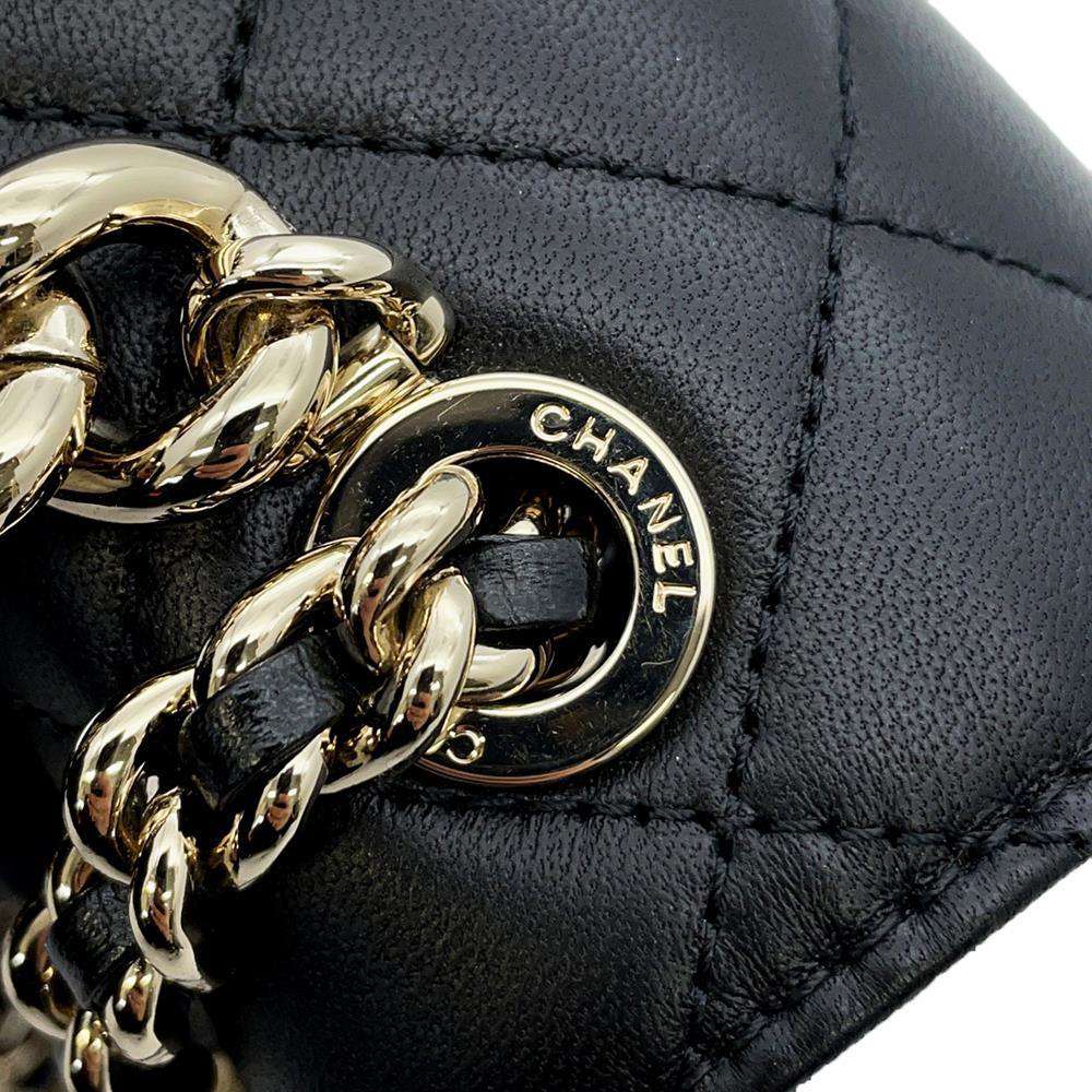 CHANEL Matelasse ChainShoulder Studded CC Logo Black AS1514 Lambskin