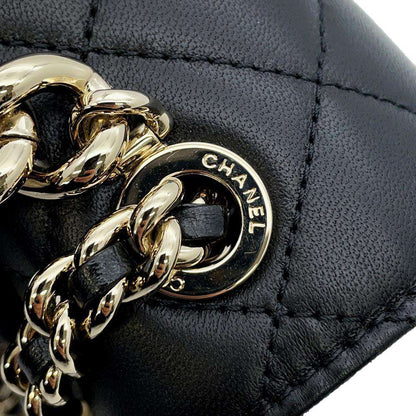 CHANEL Matelasse ChainShoulder Studded CC Logo Black AS1514 Lambskin