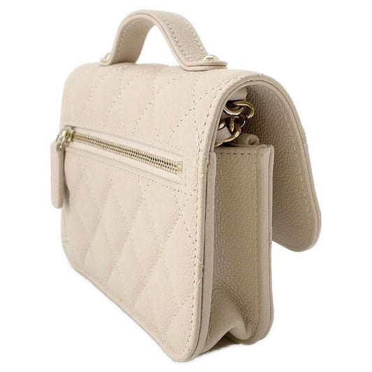 CHANEL Affinity Matelasse ChainShoulder Bag Beige AP2914 Caviar Leather