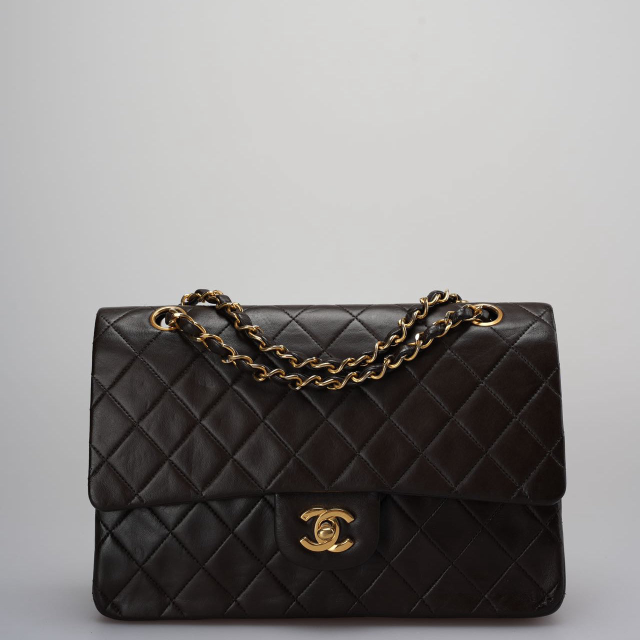 Chanel Vintage timeless Flap Bag in Chocolate Brown With Gold Hardware 24k Gold Hardware