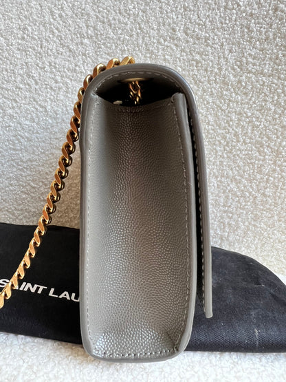 Yves Saint Laurent (YSL) Grey Small Kate with Gold Hardware