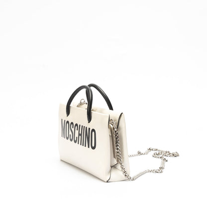 Moschino White Leather Shoulder Bag