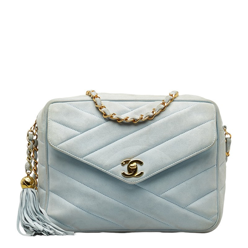 Chanel Bias Stick Coco Ball Chain Shoulder Bag Blue G Suede  Chanel