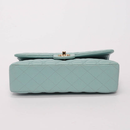 Chanel Tiffany Blue Quilted Caviar Medium Classic Flap Bag