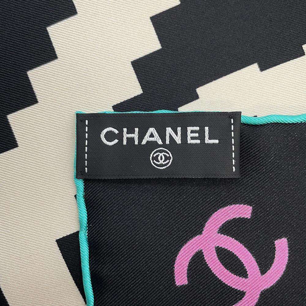 CHANEL CC Logo Scarf Black/Multicolor Silk100%