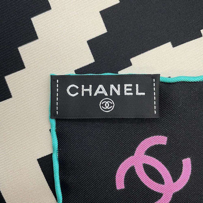 CHANEL CC Logo Scarf Black/Multicolor Silk100%