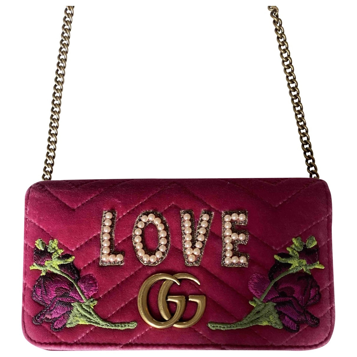 Gucci marmont pink velvet handbag