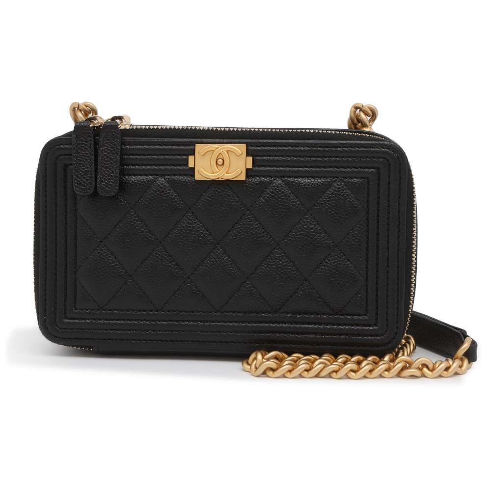 Chanel phone case Boy Chanel Black AP2756 Caviar Leather