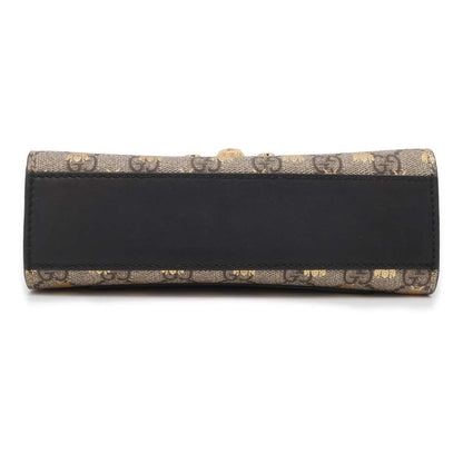 GUCCI GG Supreme Padlock ChainShoulder Bag Beige 409487 PVCLeather Size Small