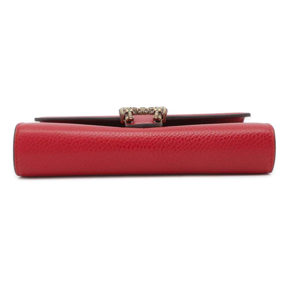 GUCCI Dionysus Chain Wallet Red 401231 Leather/Rhinestone