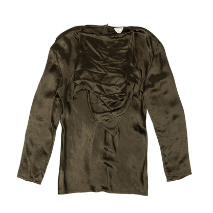 NWT Luxury Bottega Veneta Olive Green Washed Cupro Bandana Top