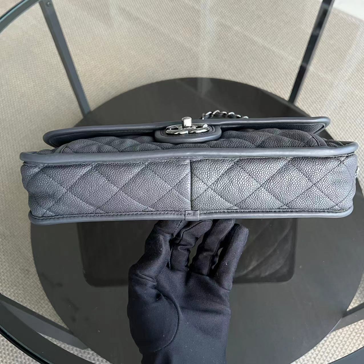 Caviar French Riviera Medium 25CM Dark Grey Gray Silver Hardware Series 19