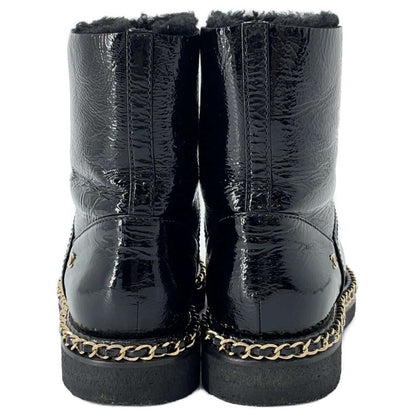 Chanel Chain short boots Black G34113 Patent Leather Size 37C