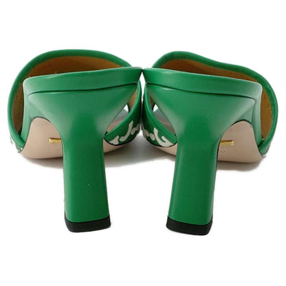 GUCCI Adidas Collaboration GG Logo Slide Sandals Green/White 722445 Leather Velour Size 39.5