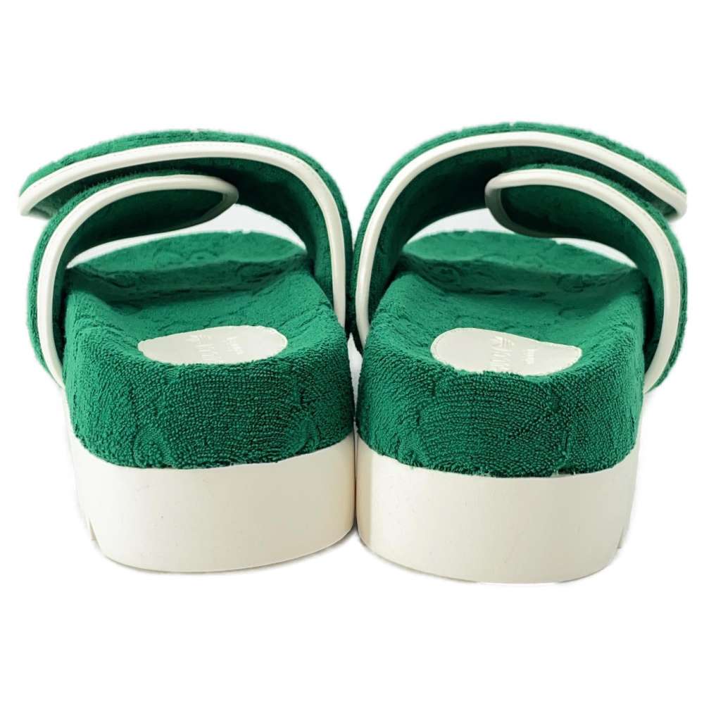 GUCCI Adidas Collaboration Platform Sandals Green/White 702412 GGCotton Size 9