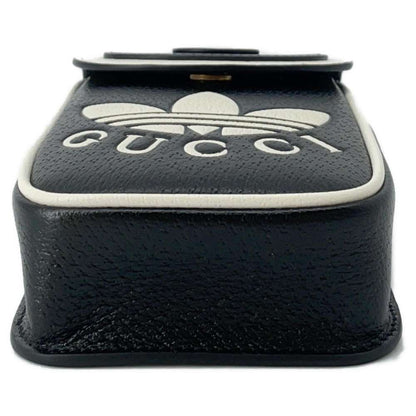 GUCCI Adidas Collaboration Pouch GG Logo Mini Shoulder Bag Black/White 721794 Leather
