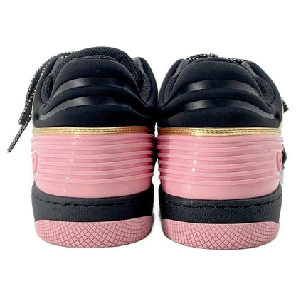 GUCCI BASKET LOW Sneakers Gold/Black/Pink 725905 Leather Rubber Size 38.5