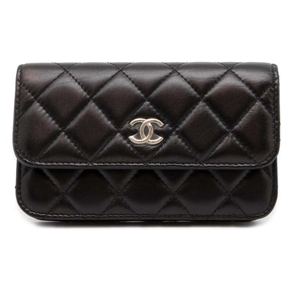 CHANEL Matelasse Shoulder Bag Faux Pearl Black AP1898 Lambskin